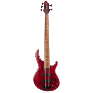 CORT Guitare basse, B5 Element, Open Pore Burgundy Red, 5 cordes